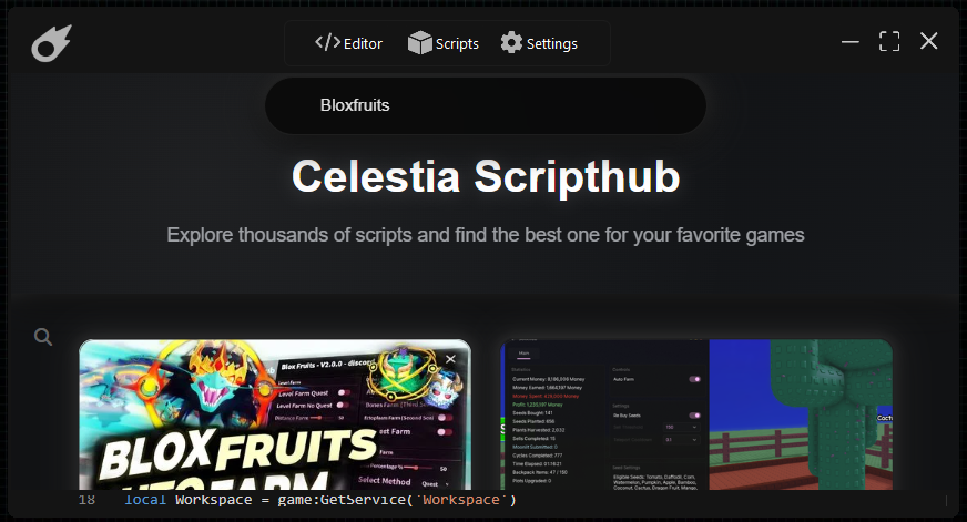 Celestia Script Hub Interface